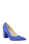 Nine West Women's Cara Block Heel Dress Pumps Women's Shoes In Blue Suede