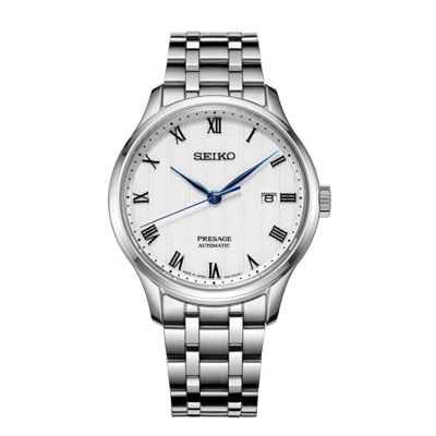 Seiko Men's Automatic Presage Stainless Steel Bracelet Watch 40.5mm In White