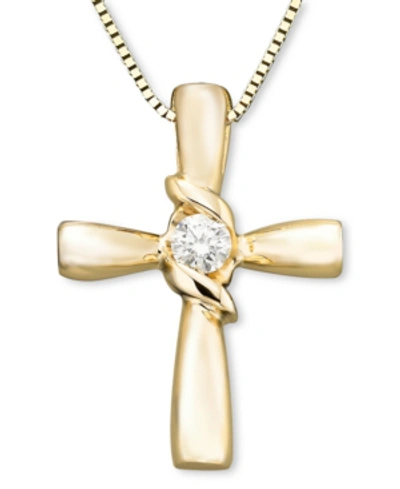 Sirena Diamond Cross Pendant In 14k Yellow Or White Gold (1/10 Ct. T.w.) In Yellow Gold