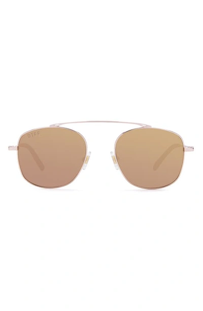 Diff Asher 51mm Aviator Sunglasses In Rose Gold/ Brown