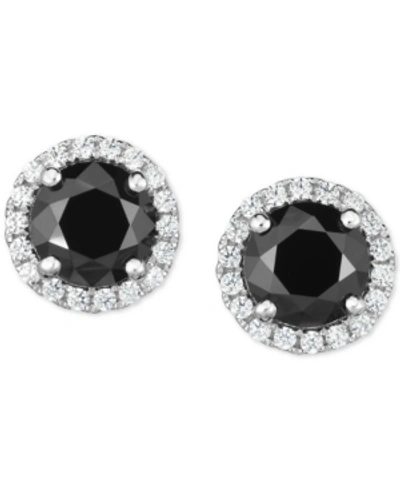 Arabella Zirconia Halo Stud Earrings In Sterling Silver In Black
