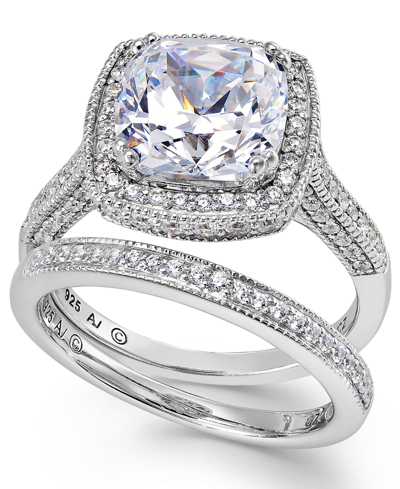 Arabella Sterling Silver Ring Set, Cubic Zirconia Bridal Ring And Band Set (7-5/8 Ct. T.w.)