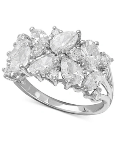 Arabella Cubic Zirconia Cluster Ring In Sterling Silver