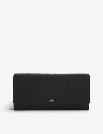 Mulberry Womens Black Grained Leather Continental Wallet In Fiery Red