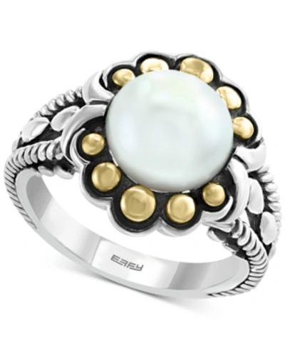 Effy Collection Effy Cultured Freshwater Pearl (9mm) Flower Ring In Sterling Silver & 18k Gold Over Silver