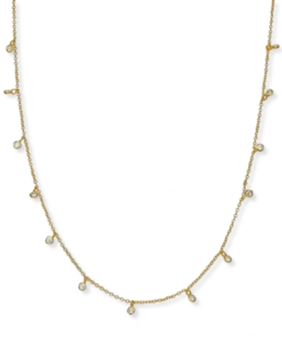 Giani Bernini Cubic Zirconia Dangle Chain Necklace In Sterling Silver, 16" + 2" Extender, Created For Macy's In Gold