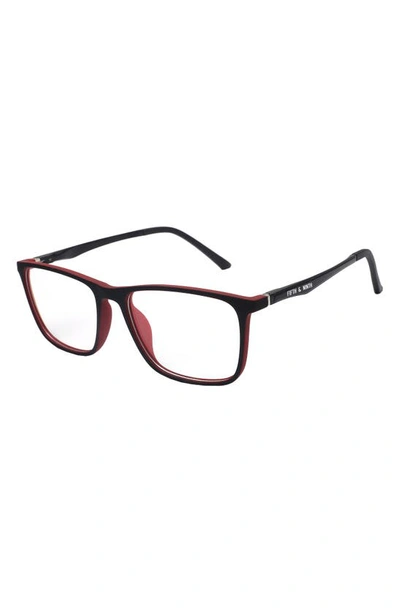 Fifth & Ninth Boston 56mm Blue Light Filtering Glasses In Red/ Black