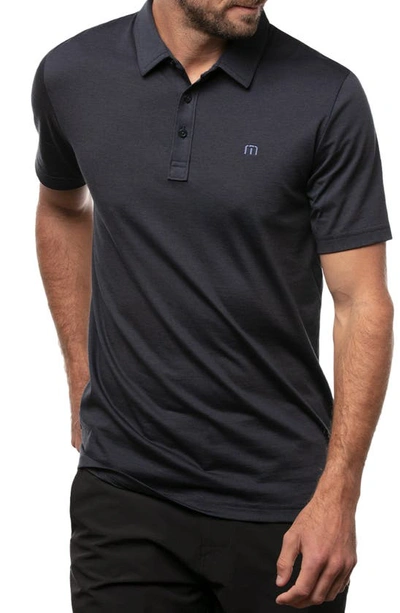 Travismathew Travis Mathew The Zinna Slub Piqué Polo In Vintage Indigo/ Black