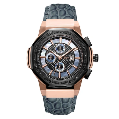 Jbw Men's 10 Yr Anniversary Saxon Diamond (1/6 Ct.t.w.) & 18k Rose-gold Plated Watch In Black / Gold / Gold Tone / Grey / Mother Of Pearl / Rose / Rose Gold / Rose Gold Tone