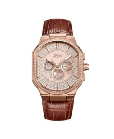 Jbw Men's Orion Diamond (1/8 Ct.t.w.) 18k Rose Gold Plated Stainless Steel Watch In Brown / Gold / Gold Tone / Rose / Rose Gold / Rose Gold Tone