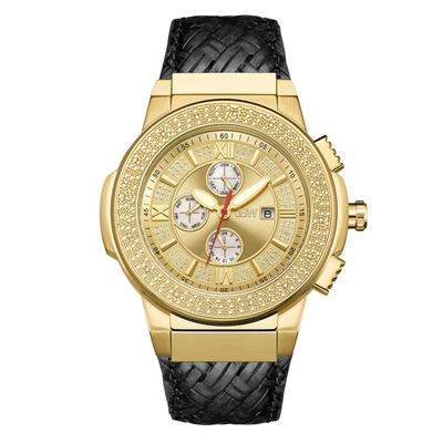 Jbw Men's Saxon Diamond (1/6 Ct.t.w.) 18k Gold Plated Stainless Steel Watch In Black / Gold / Gold Tone