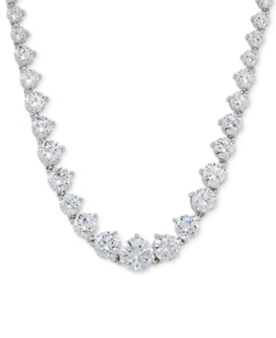 Arabella Cubic Zirconia Graduated 17" Necklace In Sterling Silver, Created For Macy's