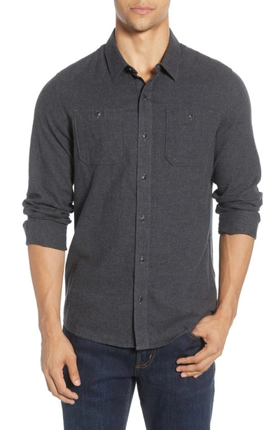 Travismathew Travis Mathew Hefe Regular Fit Flannel Sport Shirt In Dark Grey