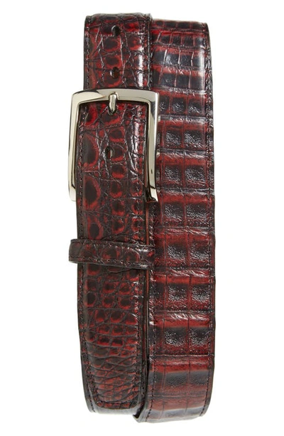 Torino Caiman Leather Belt In Black Cherry