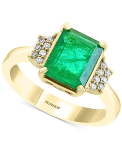 Effy Collection Effy Emerald (2-1/5 Ct. T.w.) & Diamond (1/10 Ct. T.w.) Statement Ring In 14k Gold