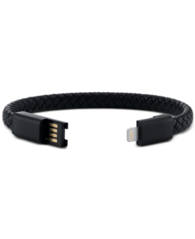 He Rocks Iphone Usb Bracelet In Black Leather And Stainless Steel