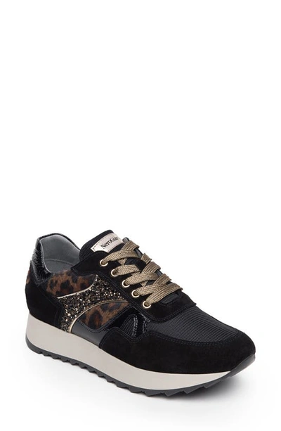 Nerogiardini Leopard Glitter Runner Sneakers In Black