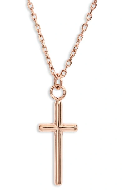 Knotty Cross Pendant Necklace In Rose Gold