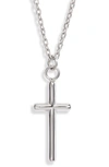 Knotty Cross Pendant Necklace In Rhodium