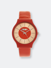 Crayo Unisex Trinity Red Leatherette Strap Watch 36mm