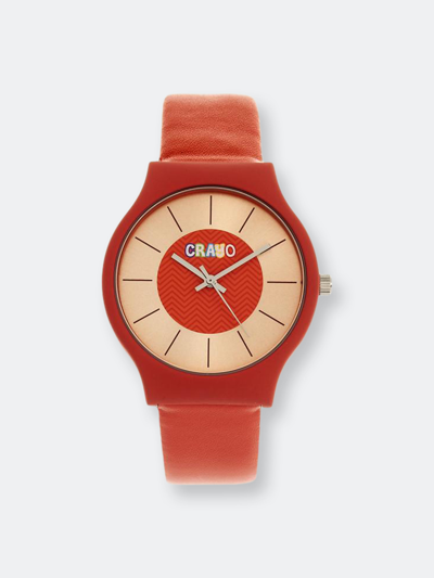 Crayo Unisex Trinity Red Leatherette Strap Watch 36mm