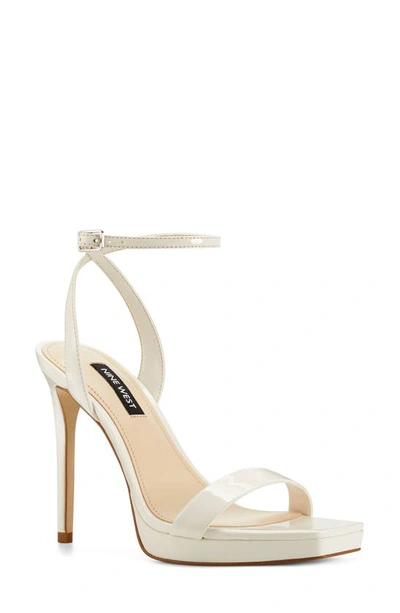 Nine West Women's Zadie Square Toe Stiletto Heel Dress Sandals Women's Shoes In White