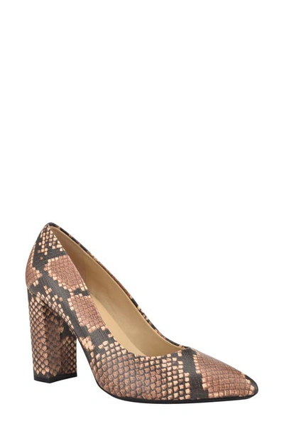 Nine West Women's Astoria 9x9 Pointy Toe Pumps Women's Shoes In Camel Multi Snake
