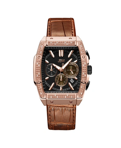 Jbw Men's Echelon Diamond (1/4 Ct. T.w.) Watch In 18k Rose Gold-plated Stainless Steel 41mm In Brown / Gold Tone / Grey / Rose / Rose Gold Tone