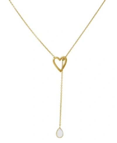 Adornia Open Heart Adjustable Lariat With Pear Cut Moonstone In Gold