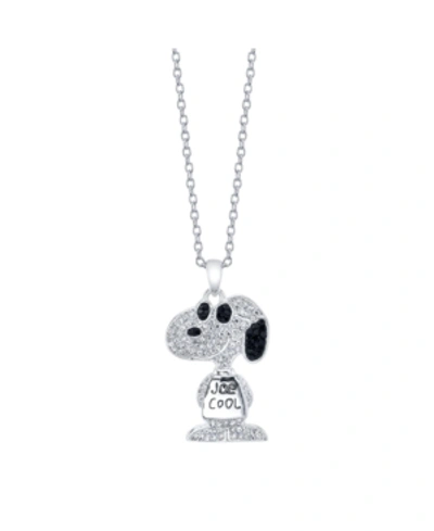 Peanuts Snoopy Plated Silver Crystal Pendant Necklace, 16" + 2" Extender For Unwritten