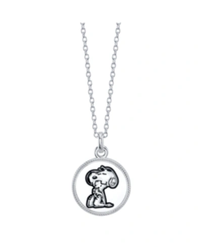 Peanuts Snoopy And Woodstock Plated Silver "forever Friends" Pendant Necklace, 16" + 2" Extender For Unwritt