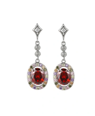 A & M Silver-tone Ruby Accent Drop Earrings