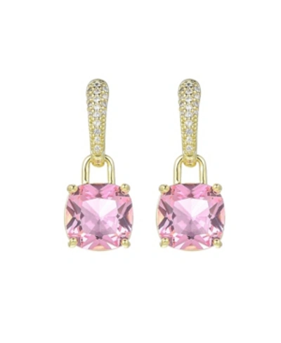 A & M Gold-tone Pink Topaz Accent Earrings