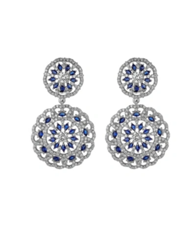 A & M Blue Accent Disc Earrings In Silver-tone
