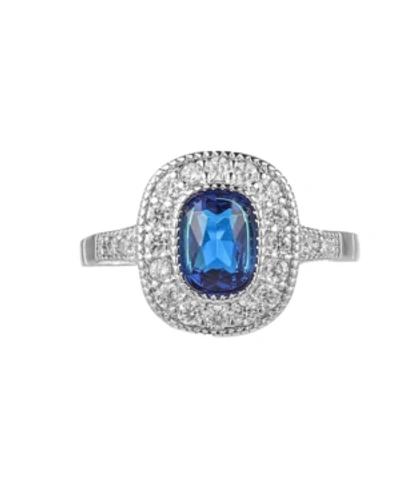 A & M Silver-tone Sapphire Accent Ring