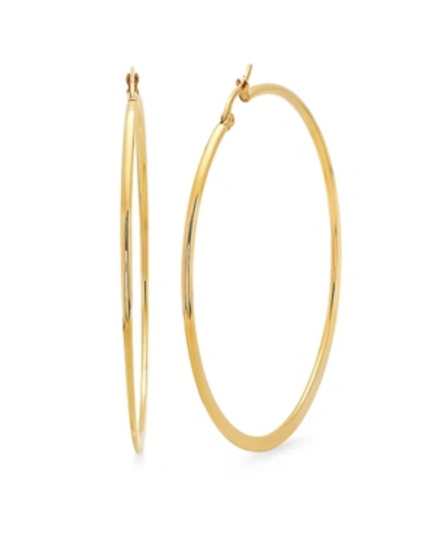 Steeltime 18k Micron Gold Plated Stainless Steel Hoop Earrings In Gold-plated