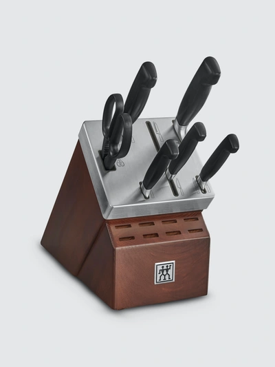 Zwilling Four Star 7-piece Self-sharpening Set In Silver Brown