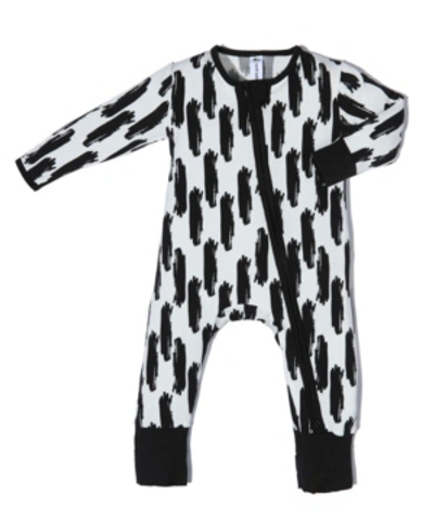 Earth Baby Outfitters Baby Boys Bamboo Hand Brush 2 Way Zippy Coverall In Black