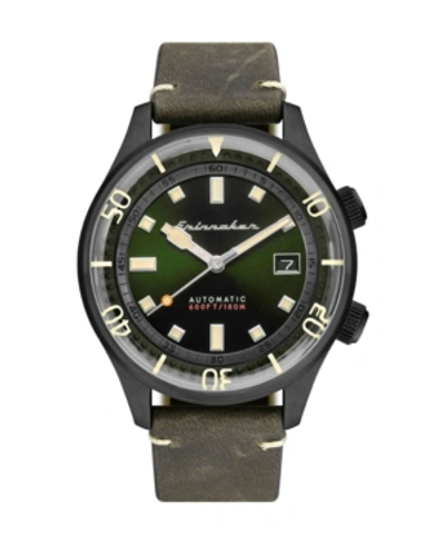 Spinnaker Men's Bradner Automatic Green Genuine Leather Strap Watch 42mm