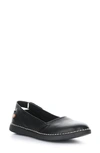 Softinos By Fly London Tosh Back Strap Flat In Black Supple Leather
