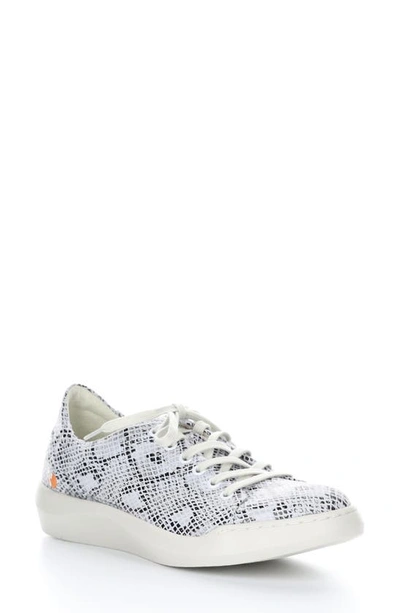 Softinos By Fly London Bauk Sneaker In Off White Snake Print Leather