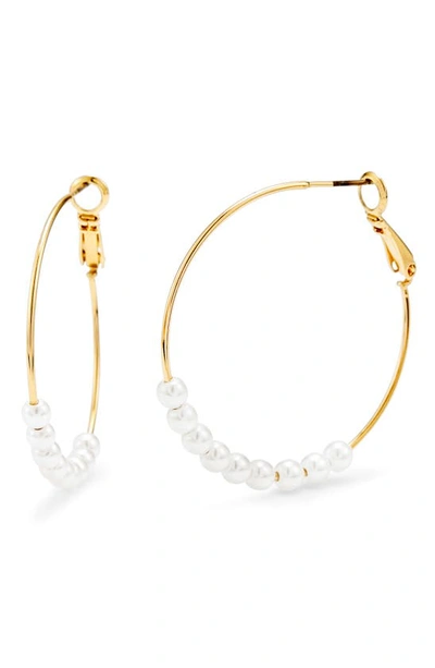 Brook & York Taylor Imitation Pearl Hoop Earrings In Gold