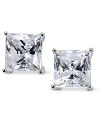 Arabella Cubic Zirconia Square Stud Earrings In White Gold