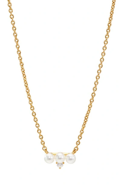Ajoa Imitation Pearl & Cubic Zirconia Necklace In Gold