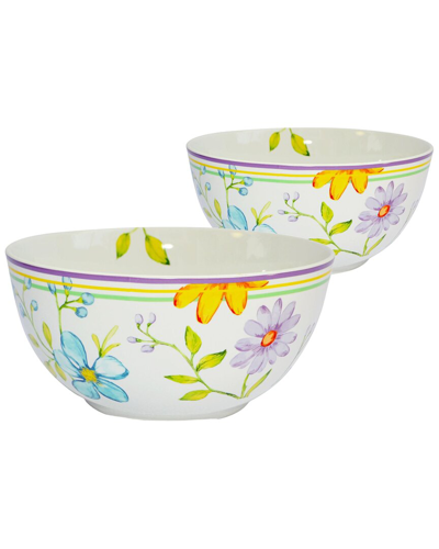 Euro Ceramica Charlotte 9in Serving Bowl Set Of Two In Multicolor