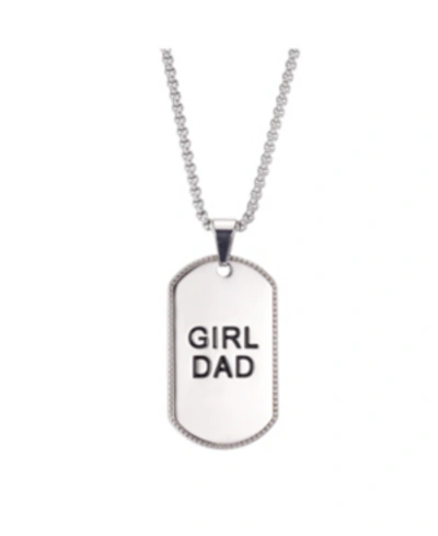 He Rocks Stainless Steel "girl Dad" Pendant, 24" In Silver