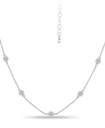 Giani Bernini Cubic Zirconia Mini-cluster Statement Necklace, 16" + 2" Extender, Created For Macy's In Silver