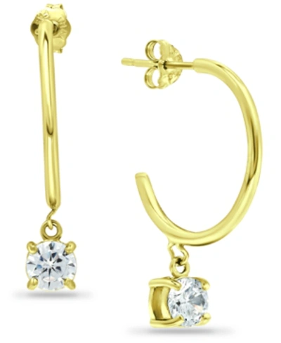 Giani Bernini Cubic Zirconia Dangle Hoop Earrings In 18k Gold-plated Sterling Silver, Created For Macy's In Gold Over Silver