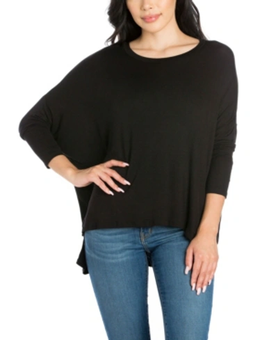 24seven Comfort Apparel Women's Oversized Long Sleeve Dolman Top In Black