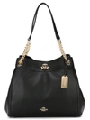 Coach Edie Turnlock Leather Shoulder Bag In Black